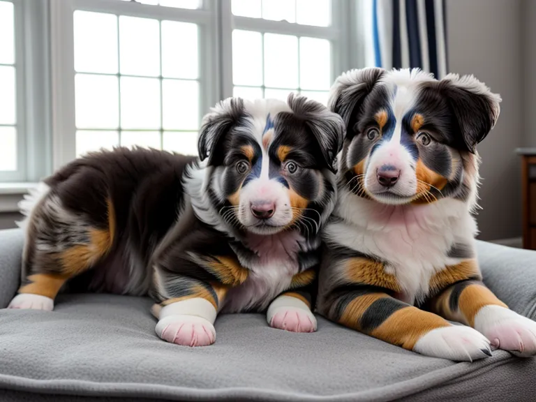 Schlafender Australian Shepherd Welpe neben einem Notizbuch mit einer Trainings-Checkliste.