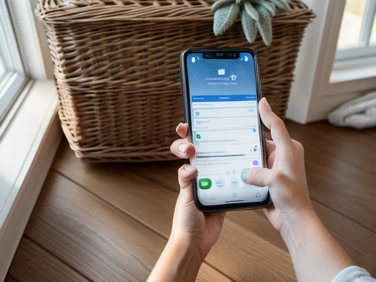 Halterin liest Trainings-E-Mail auf dem Smartphone neben ihrem Australian Shepherd Welpen
