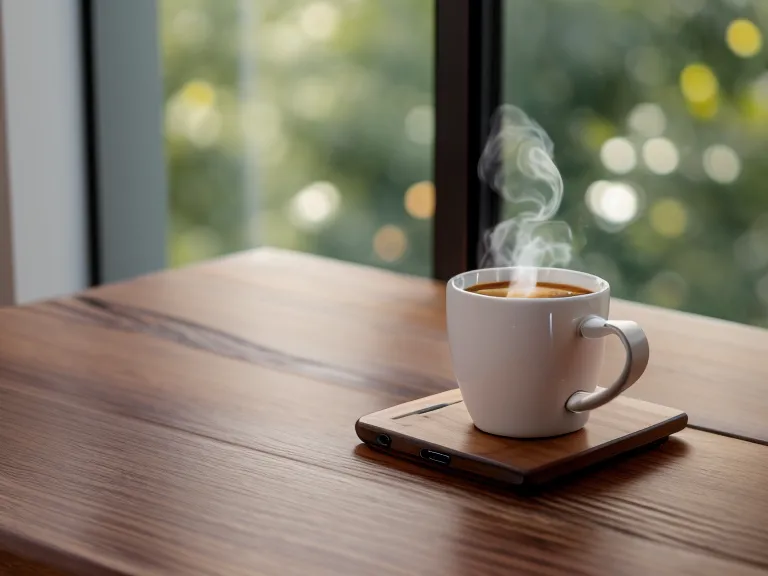 Smartphone mit einer täglichen Trainings-E-Mail neben einer Kaffeetasse