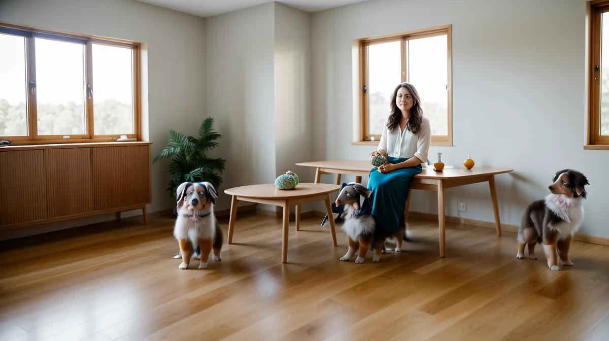 Traumhundgenerator Test: Australian-Shepherd-Welpe neben Laptop mit Online-Welpenkurs-Vergleich
