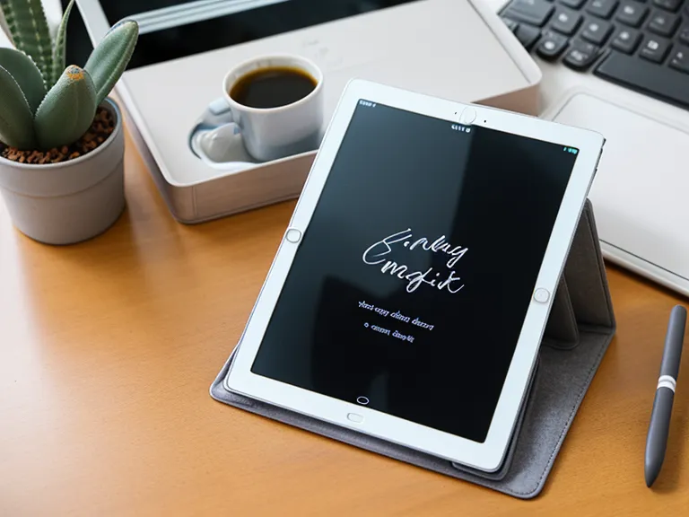 Tablet zeigt strukturierte E-Mail-Lektion eines Welpenkurses neben Notizblock