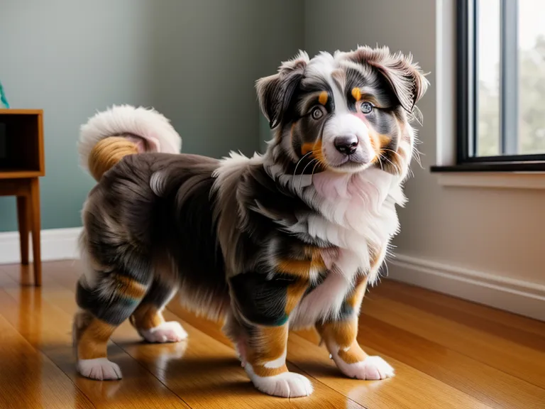 Nahaufnahme von Hundegeschirr und Leine neben einem Laptop mit Online-Kurs.