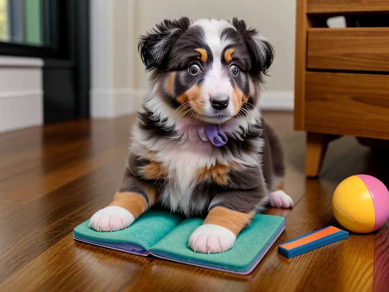 Welpe beobachtet aufmerksam ein Online-Hundetrainings-Video auf einem Tablet